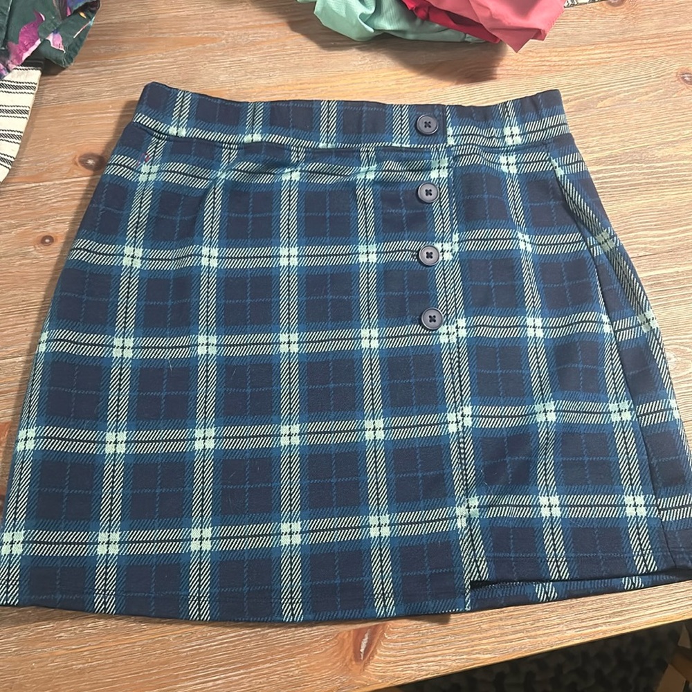 SO Knit Plaid Skirt
